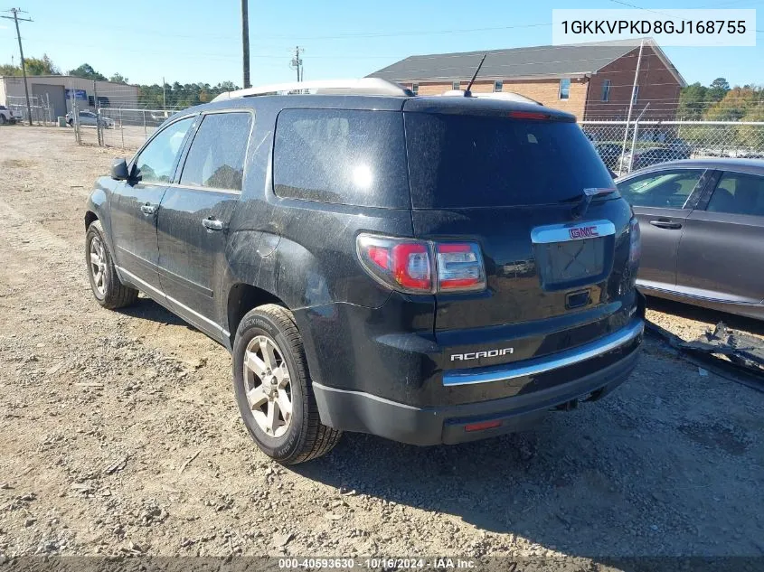 2016 GMC Acadia Sle-2 VIN: 1GKKVPKD8GJ168755 Lot: 40593630