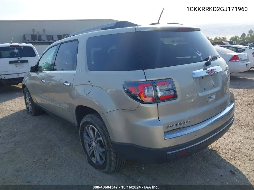 2016 GMC Acadia Slt-1 VIN: 1GKKRRKD2GJ171960 Lot: 40604347