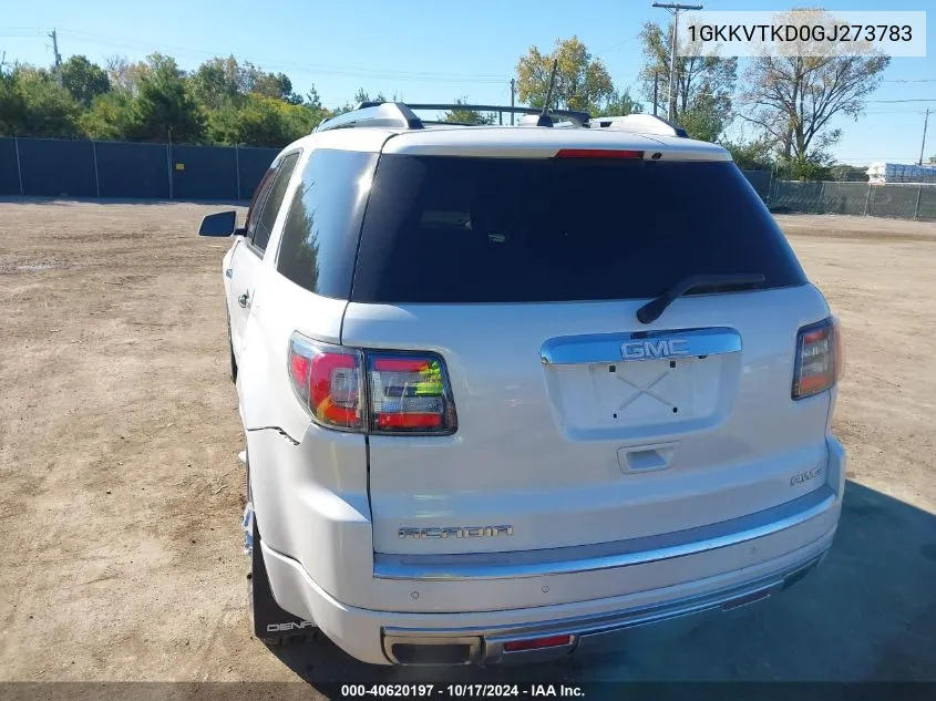 2016 GMC Acadia Denali VIN: 1GKKVTKD0GJ273783 Lot: 40620197