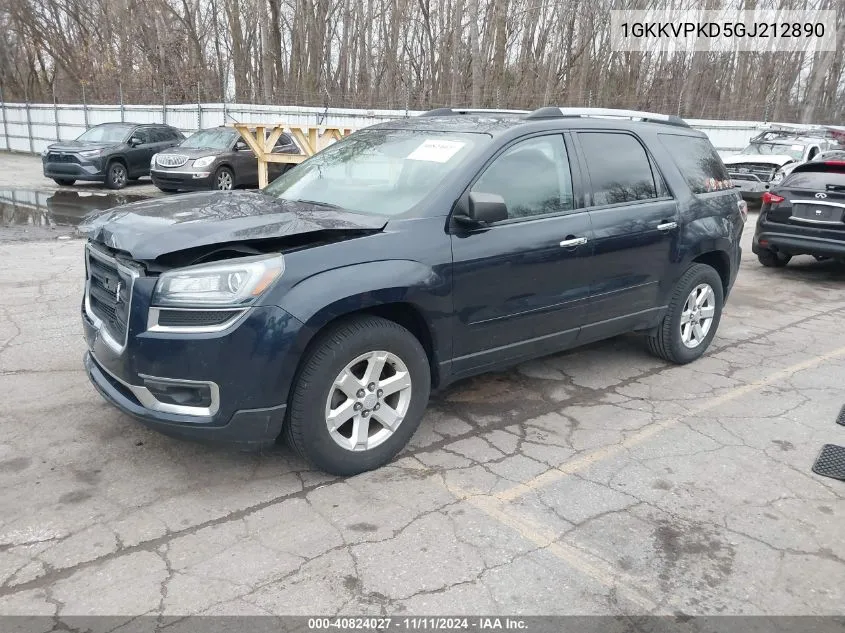 2016 GMC Acadia Sle-2 VIN: 1GKKVPKD5GJ212890 Lot: 40824027