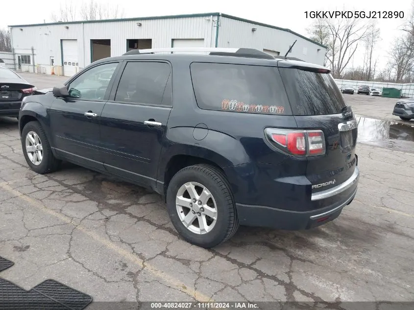 2016 GMC Acadia Sle-2 VIN: 1GKKVPKD5GJ212890 Lot: 40824027