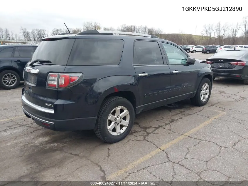 2016 GMC Acadia Sle-2 VIN: 1GKKVPKD5GJ212890 Lot: 40824027