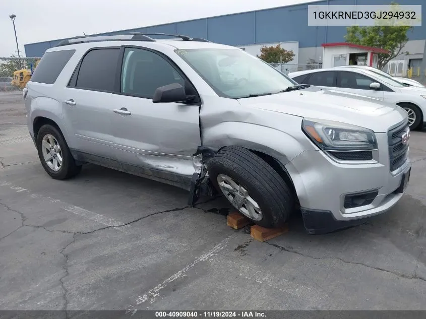 2016 GMC Acadia Sle-1 VIN: 1GKKRNED3GJ294932 Lot: 40909040