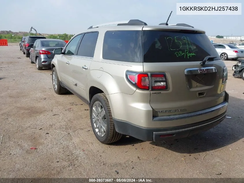 1GKKRSKD2HJ257438 2017 GMC Acadia Limited