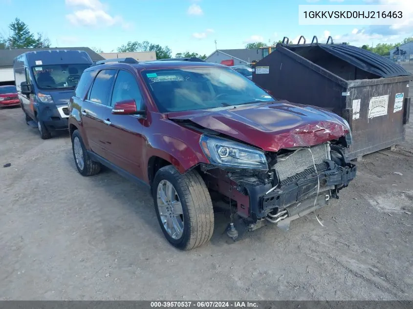 2017 GMC Acadia Limited Limited VIN: 1GKKVSKD0HJ216463 Lot: 39570537