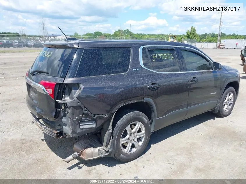 2017 GMC Acadia Sle-1 VIN: 1GKKNRLA8HZ187017 Lot: 39712822