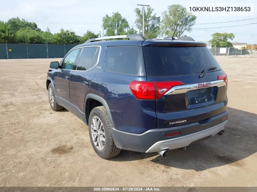 1GKKNLLS3HZ138653 2017 GMC Acadia Sle