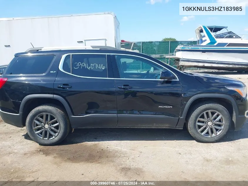 2017 GMC Acadia Slt-1 VIN: 1GKKNULS3HZ183985 Lot: 39960746