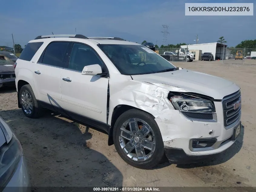 2017 GMC Acadia Limited VIN: 1GKKRSKD0HJ232876 Lot: 39978291