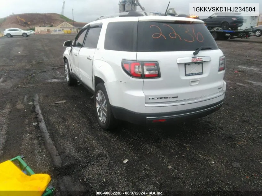 2017 GMC Acadia Limited VIN: 1GKKVSKD1HJ234504 Lot: 40062236