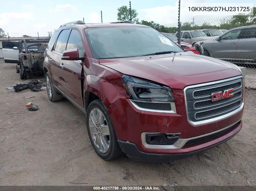 2017 GMC Acadia Limited VIN: 1GKKRSKD7HJ231725 Lot: 40217798