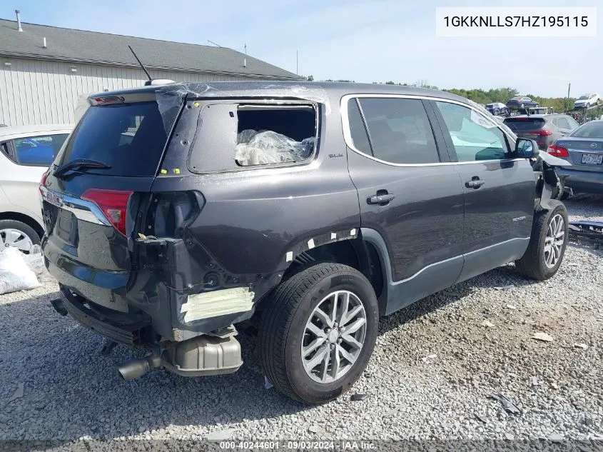 2017 GMC Acadia Sle-2 VIN: 1GKKNLLS7HZ195115 Lot: 40244601