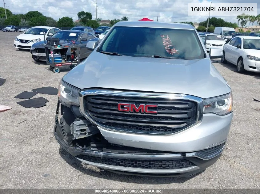 2017 GMC Acadia Sle-1 VIN: 1GKKNRLA8HZ321704 Lot: 40248065