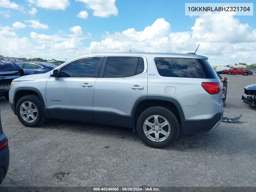 2017 GMC Acadia Sle-1 VIN: 1GKKNRLA8HZ321704 Lot: 40248065