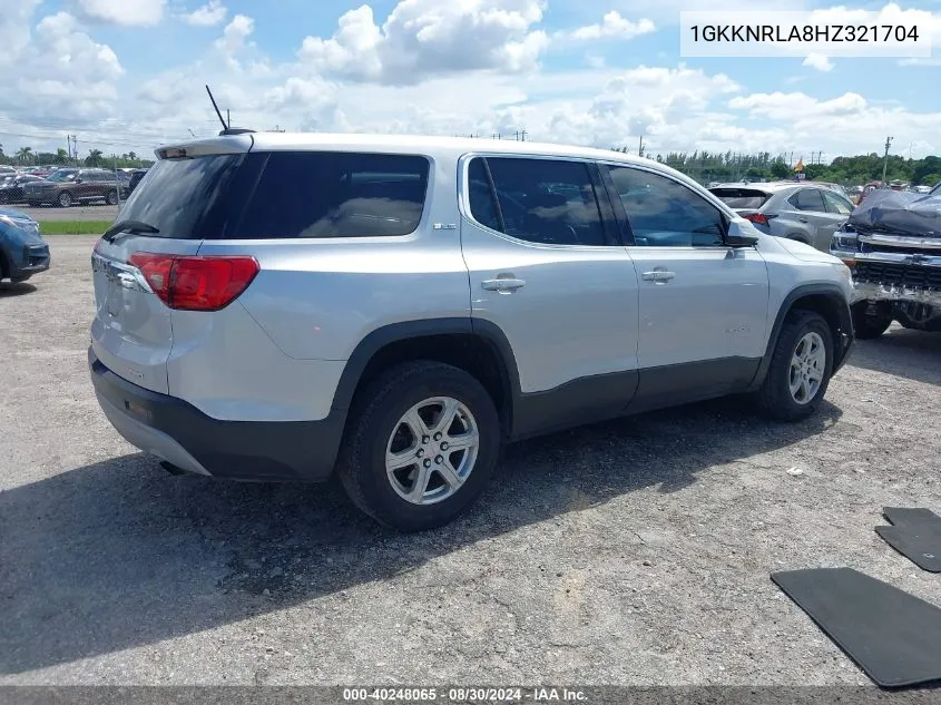 2017 GMC Acadia Sle-1 VIN: 1GKKNRLA8HZ321704 Lot: 40248065