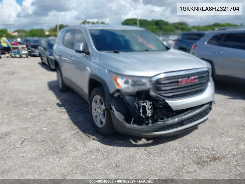 2017 GMC Acadia Sle-1 VIN: 1GKKNRLA8HZ321704 Lot: 40248065