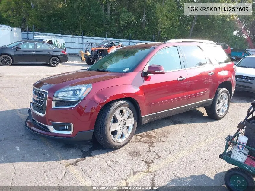 2017 GMC Acadia Limited VIN: 1GKKRSKD3HJ257609 Lot: 40265385