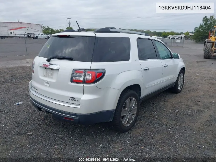 2017 GMC Acadia Limited VIN: 1GKKVSKD9HJ118404 Lot: 40359390