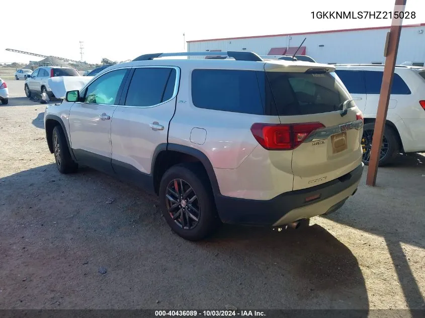 2017 GMC Acadia Slt-1 VIN: 1GKKNMLS7HZ215028 Lot: 40436089