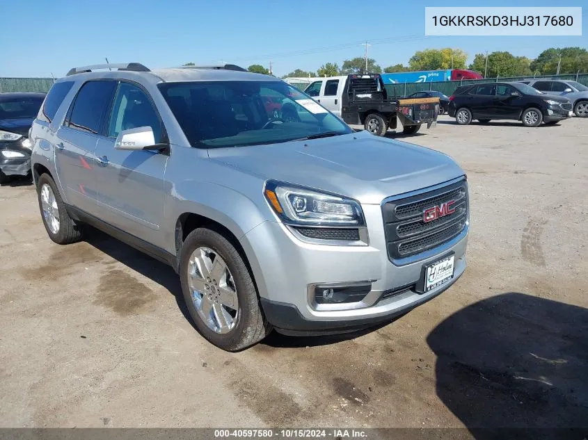 2017 GMC Acadia Limited VIN: 1GKKRSKD3HJ317680 Lot: 40597580