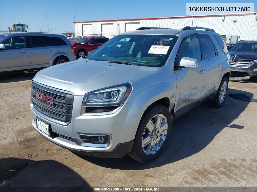 2017 GMC Acadia Limited VIN: 1GKKRSKD3HJ317680 Lot: 40597580