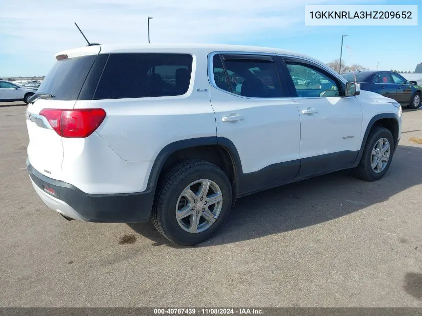 2017 GMC Acadia Sle-1 VIN: 1GKKNRLA3HZ209652 Lot: 40787439