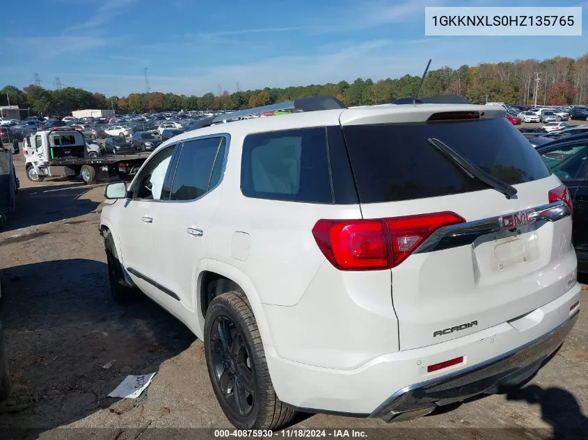 2017 GMC Acadia Denali VIN: 1GKKNXLS0HZ135765 Lot: 40875930