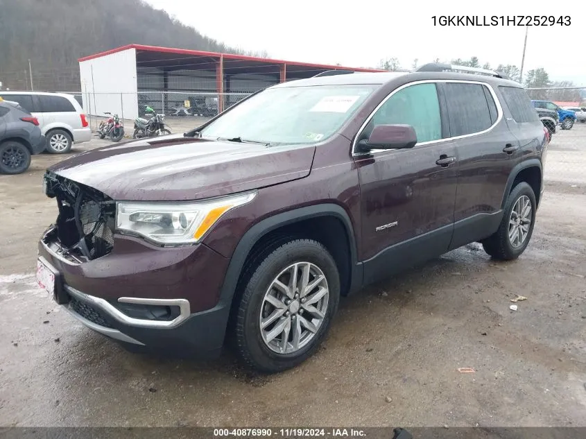 2017 GMC Acadia Sle-2 VIN: 1GKKNLLS1HZ252943 Lot: 40876990