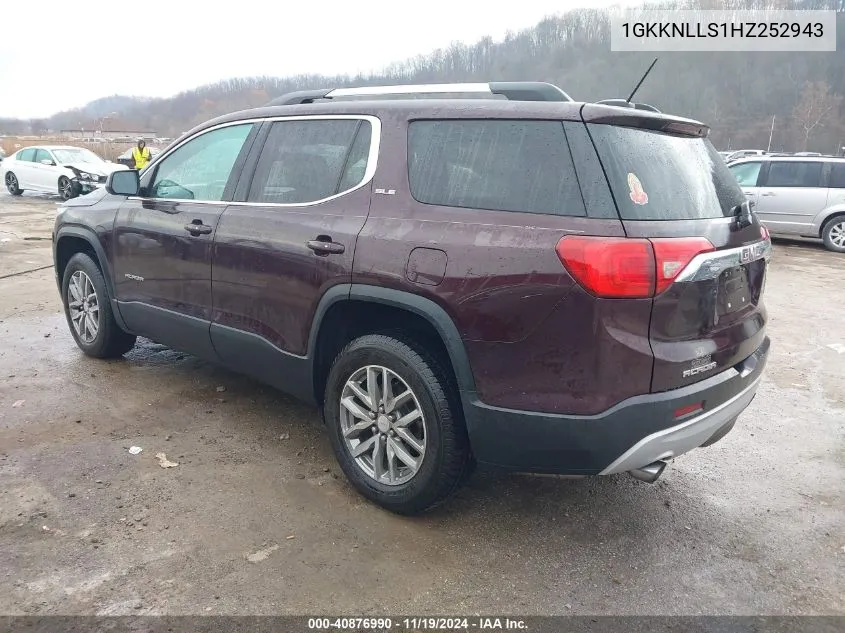 2017 GMC Acadia Sle-2 VIN: 1GKKNLLS1HZ252943 Lot: 40876990