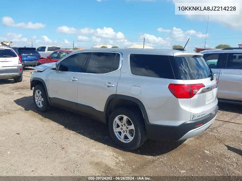 2018 GMC Acadia Sle-1 VIN: 1GKKNKLA8JZ214228 Lot: 39724302