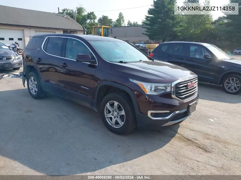 2018 GMC Acadia Sle-1 VIN: 1GKKNRLA2JZ114358 Lot: 40009290