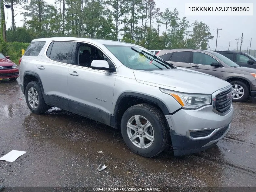 2018 GMC Acadia Sle-1 VIN: 1GKKNKLA2JZ150560 Lot: 40187244