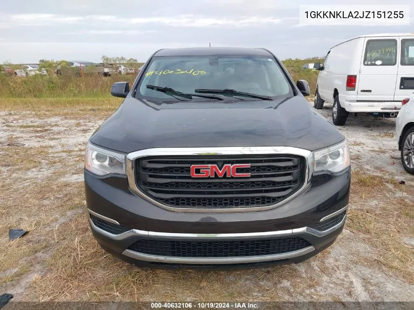 1GKKNKLA2JZ151255 2018 GMC Acadia Sle