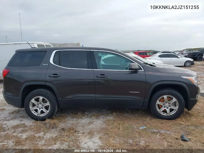 2018 GMC Acadia Sle VIN: 1GKKNKLA2JZ151255 Lot: 40632106