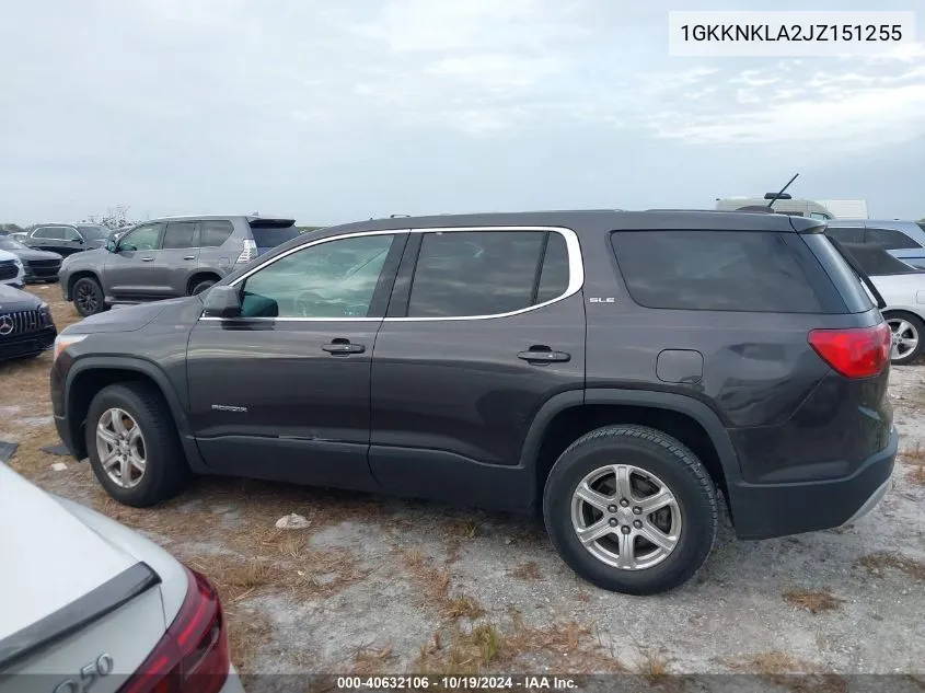 2018 GMC Acadia Sle VIN: 1GKKNKLA2JZ151255 Lot: 40632106