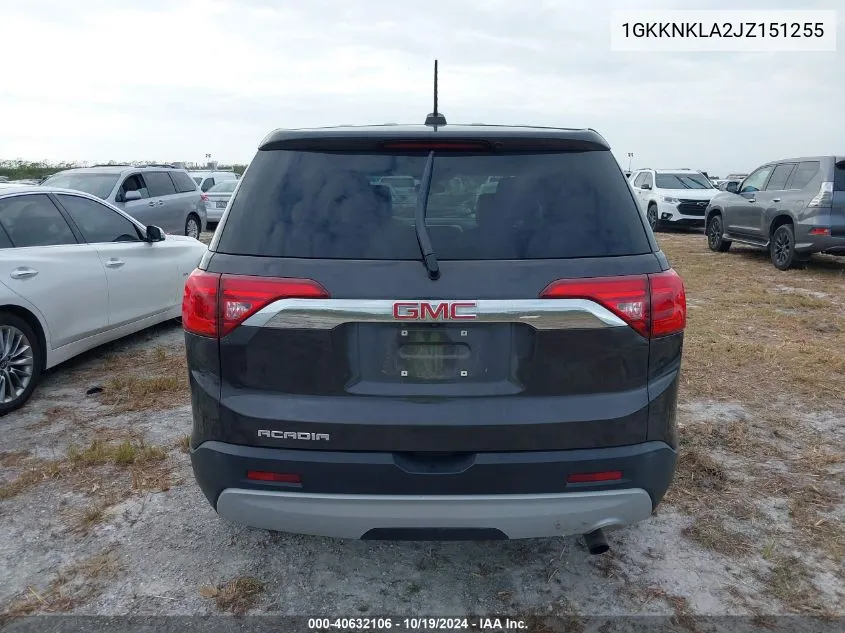 2018 GMC Acadia Sle VIN: 1GKKNKLA2JZ151255 Lot: 40632106