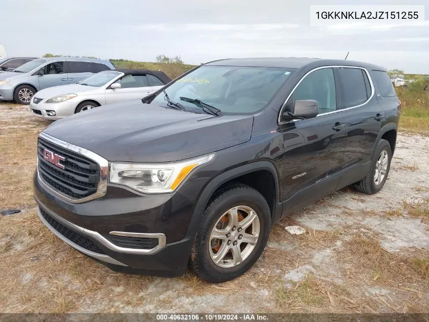 1GKKNKLA2JZ151255 2018 GMC Acadia Sle