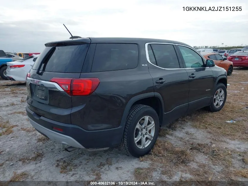 2018 GMC Acadia Sle VIN: 1GKKNKLA2JZ151255 Lot: 40632106