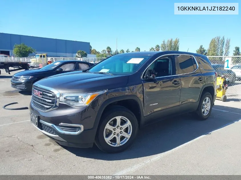 2018 GMC Acadia Sle-1 VIN: 1GKKNKLA1JZ182240 Lot: 40635382