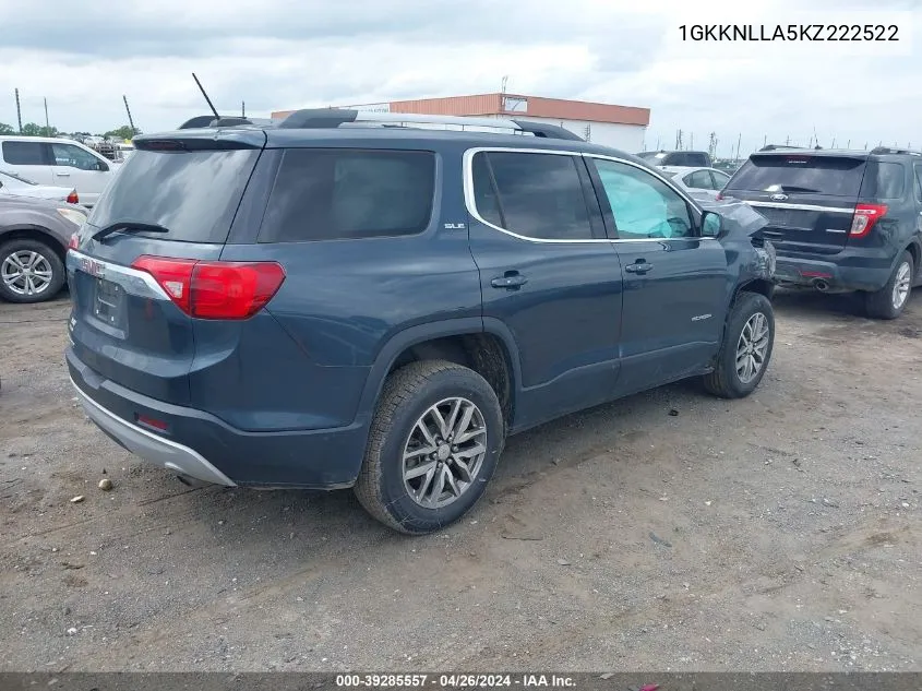 2019 GMC Acadia Sle-2 VIN: 1GKKNLLA5KZ222522 Lot: 39285557