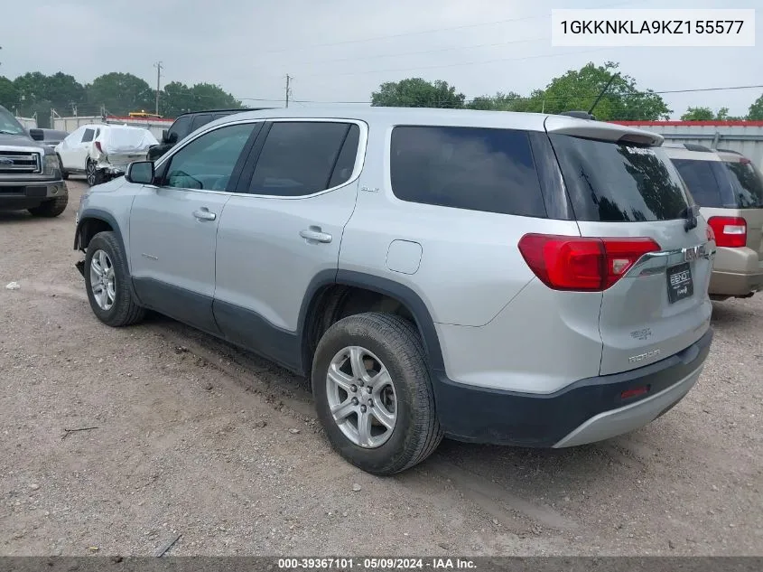 2019 GMC Acadia Sle-1 VIN: 1GKKNKLA9KZ155577 Lot: 39367101