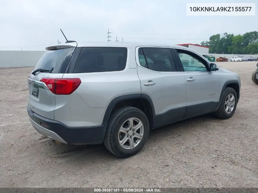 2019 GMC Acadia Sle-1 VIN: 1GKKNKLA9KZ155577 Lot: 39367101