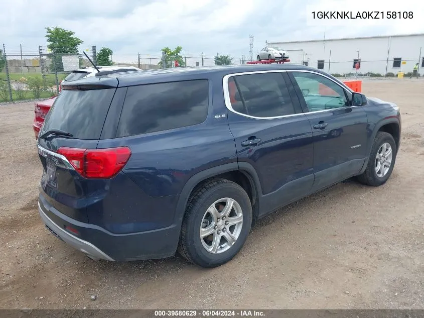 2019 GMC Acadia Sle-1 VIN: 1GKKNKLA0KZ158108 Lot: 39580629