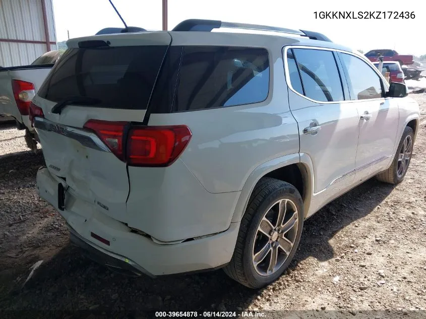 2019 GMC Acadia Denali VIN: 1GKKNXLS2KZ172436 Lot: 39654878