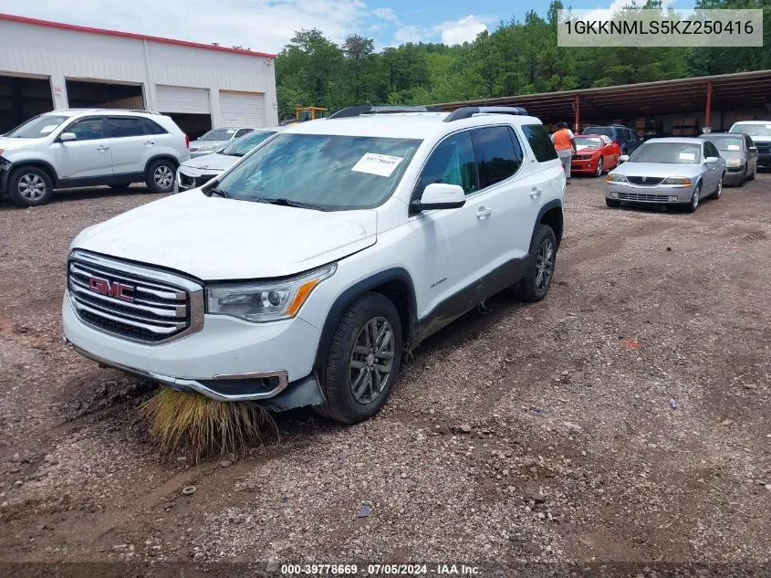 2019 GMC Acadia Slt-1 VIN: 1GKKNMLS5KZ250416 Lot: 39778669