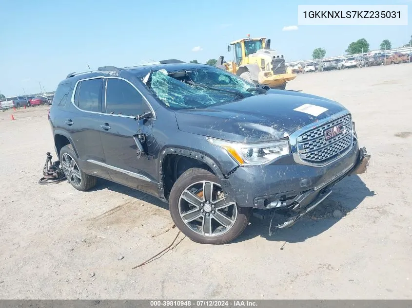 2019 GMC Acadia Denali VIN: 1GKKNXLS7KZ235031 Lot: 39810948