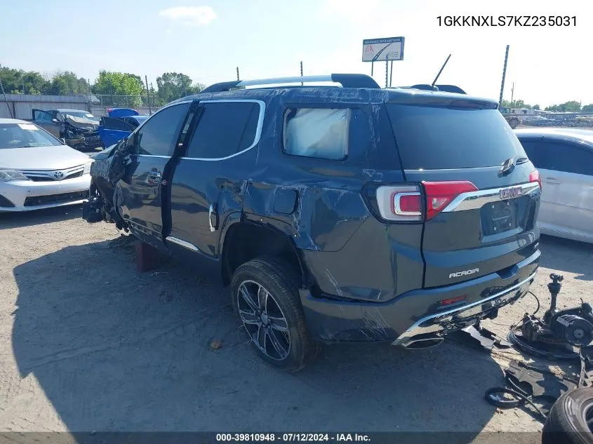 1GKKNXLS7KZ235031 2019 GMC Acadia Denali