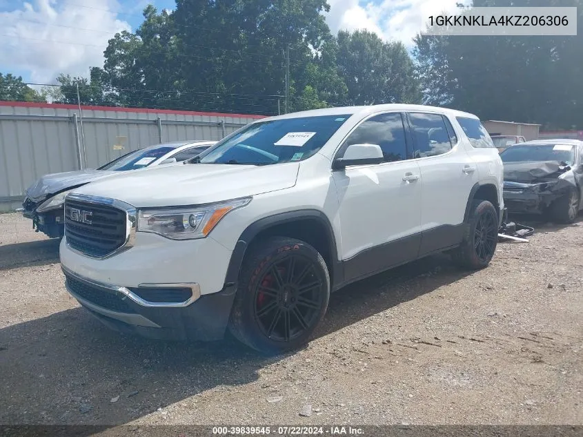 2019 GMC Acadia Sle-1 VIN: 1GKKNKLA4KZ206306 Lot: 39839545