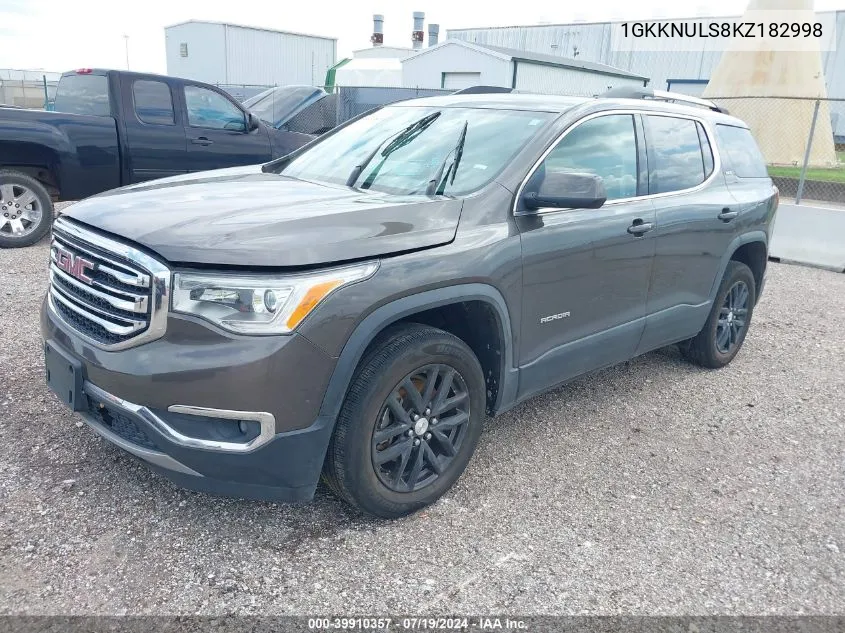 2019 GMC Acadia Slt-1 VIN: 1GKKNULS8KZ182998 Lot: 39910357