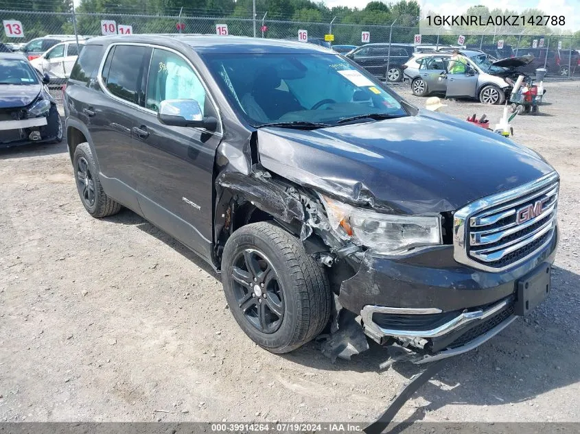 2019 GMC Acadia Sle-1 VIN: 1GKKNRLA0KZ142788 Lot: 39914264